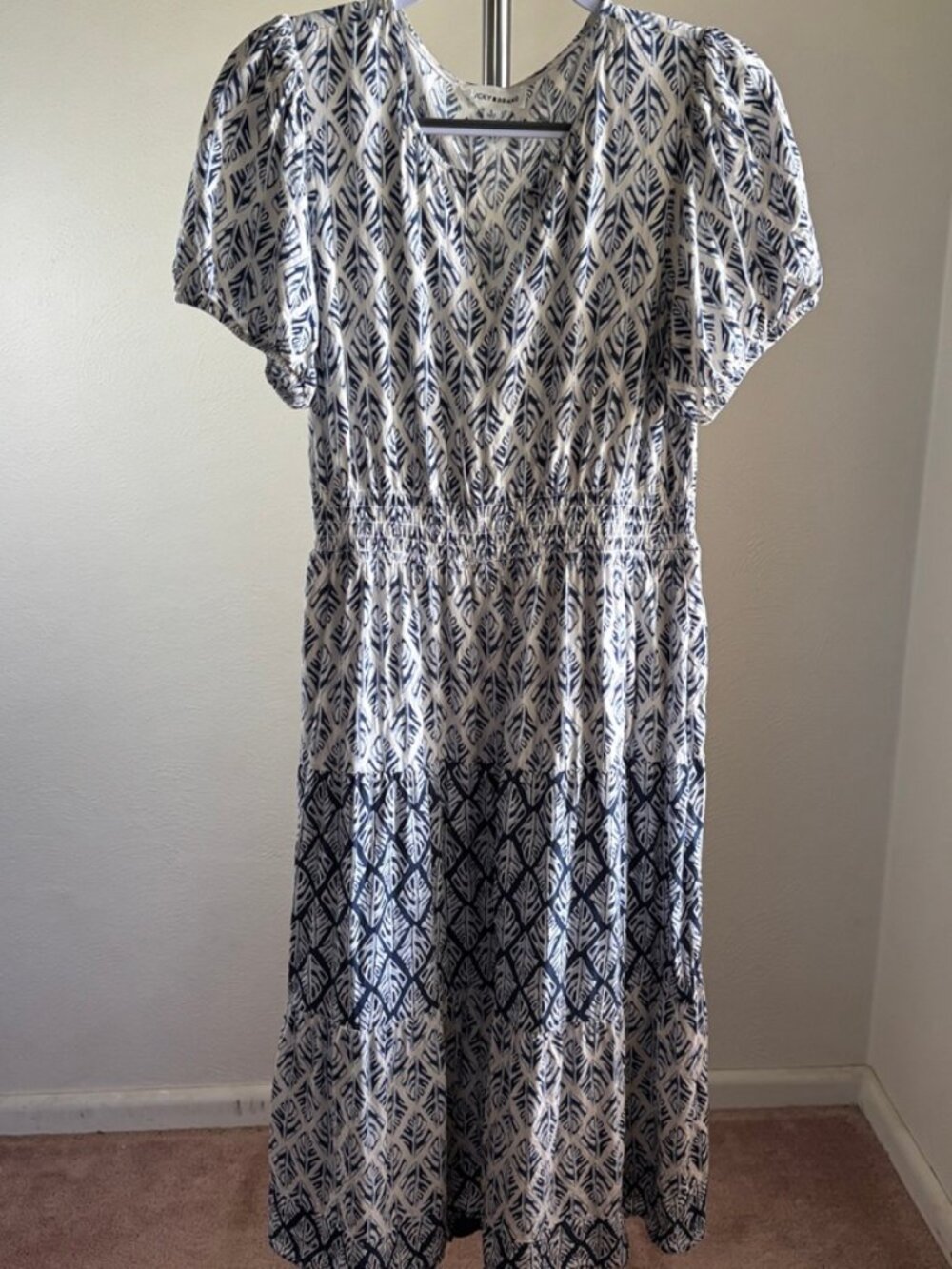 Lucky Brand Shades of Blue Over White Dress Size Large
